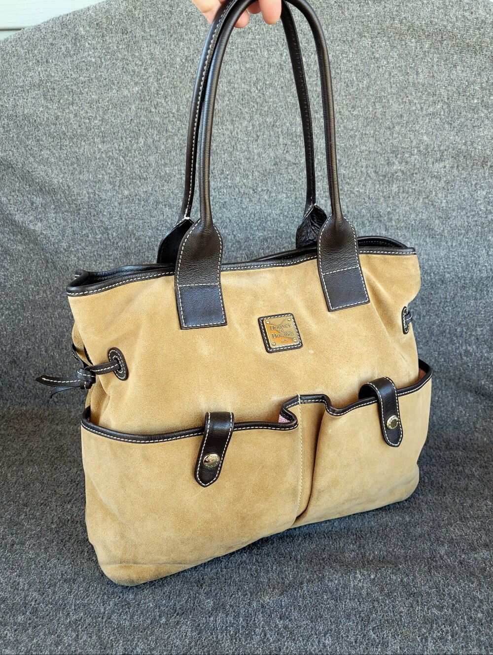Y2K Dooney & Bourke June X-Large Tan Nubuck Suede Leather Tote Bag